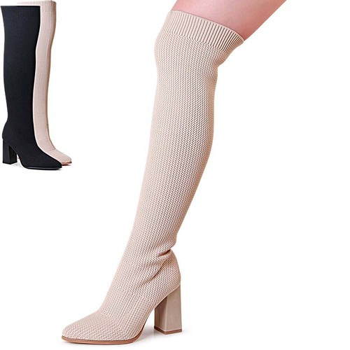 Damen overknee stiefel strick - stiefel,